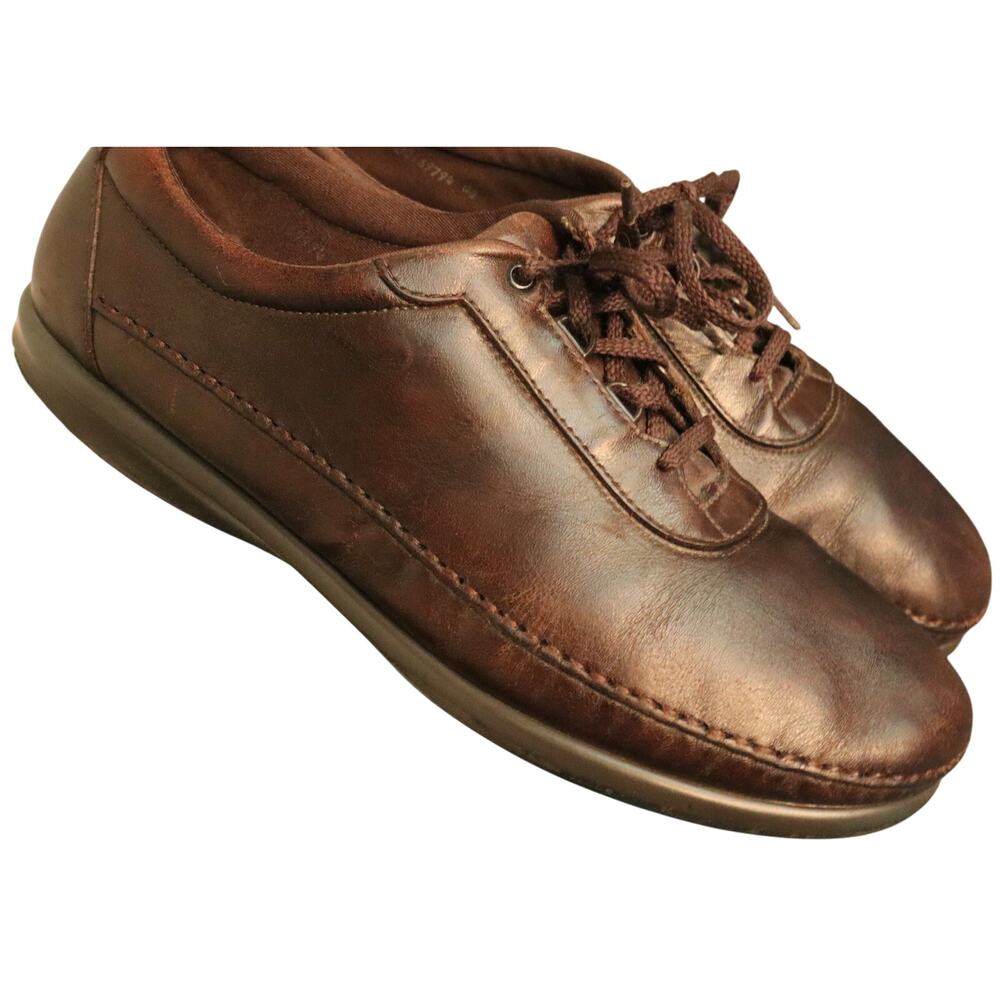 Vintage SAS Brown Leather Sneakers Lace up Comfort Cushion Walking Women 11